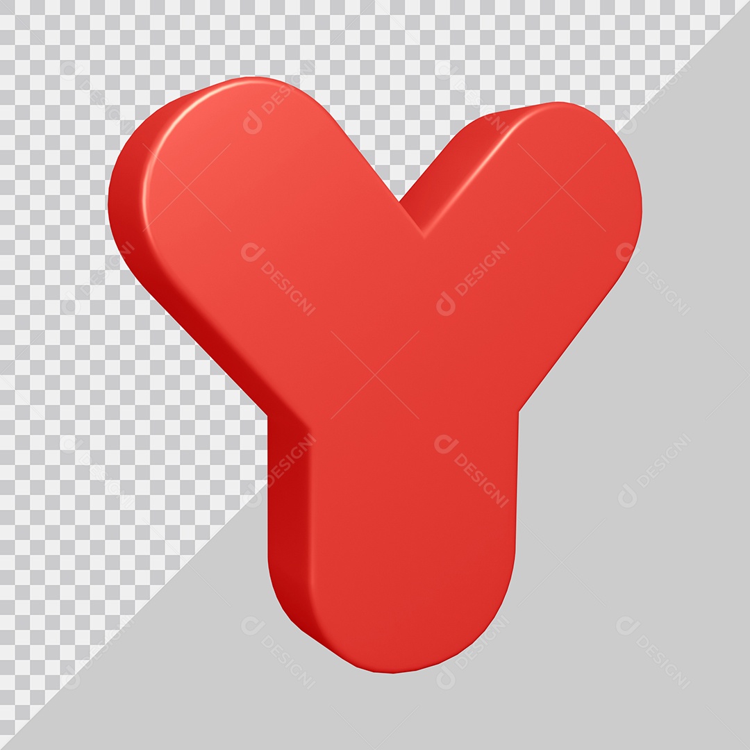 Elemento 3D Para Composição Letra Y Vermelha PSD