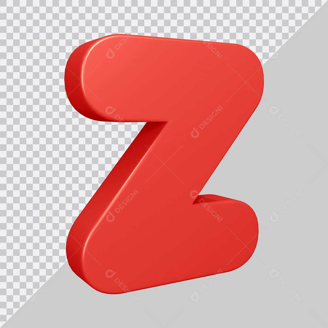 Elemento 3D Para Composição Letra Z Vermelha PSD