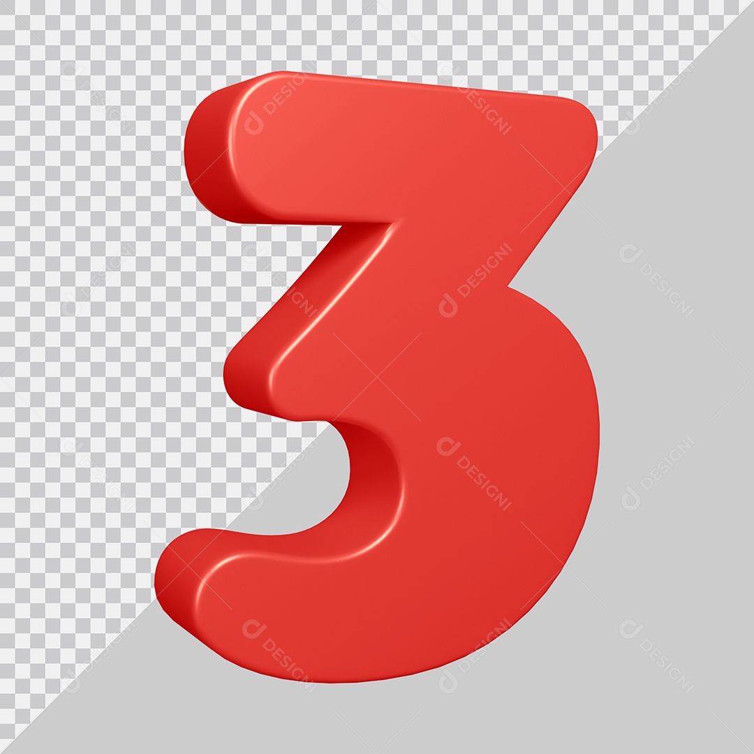 Elemento 3D Para Composição Número 3 Vermelha PSD