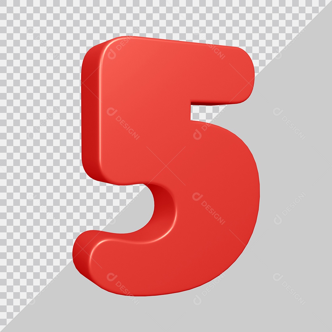 Elemento 3D Para Composição Número 5 Vermelha PSD