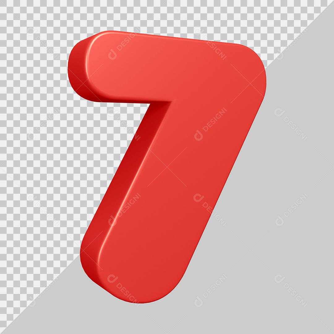 Elemento 3D Para Composição Número 7 Vermelha PSD