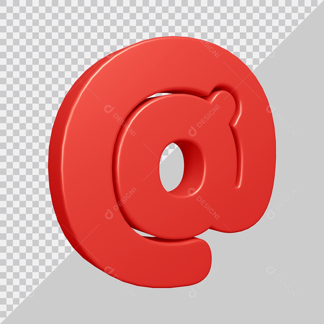 Elemento 3D Para Composição Símbolo Arroba Vermelha PSD