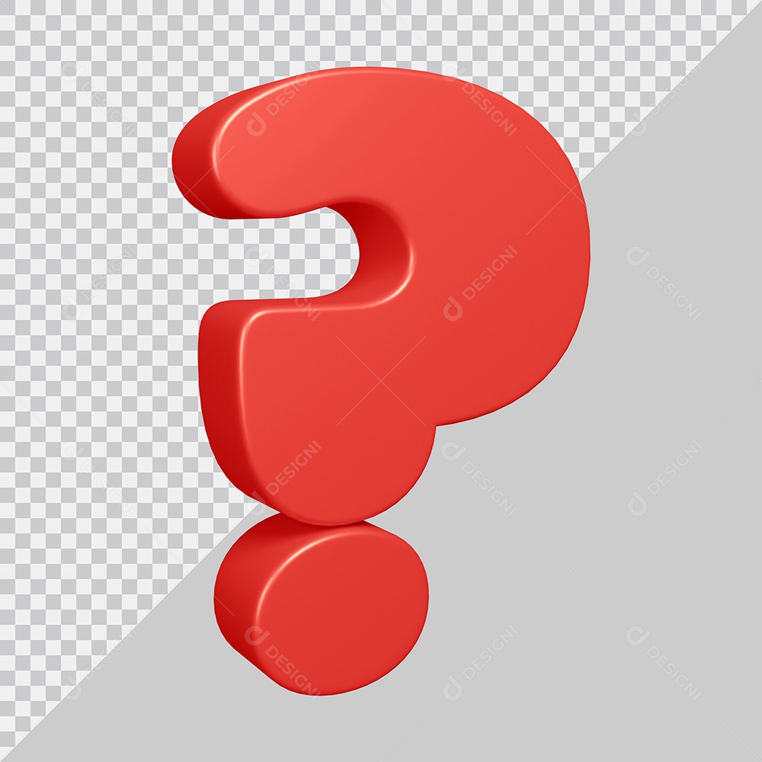 Elemento 3D Para Composição Símbolo de ponto de interrogação Vermelha PSD
