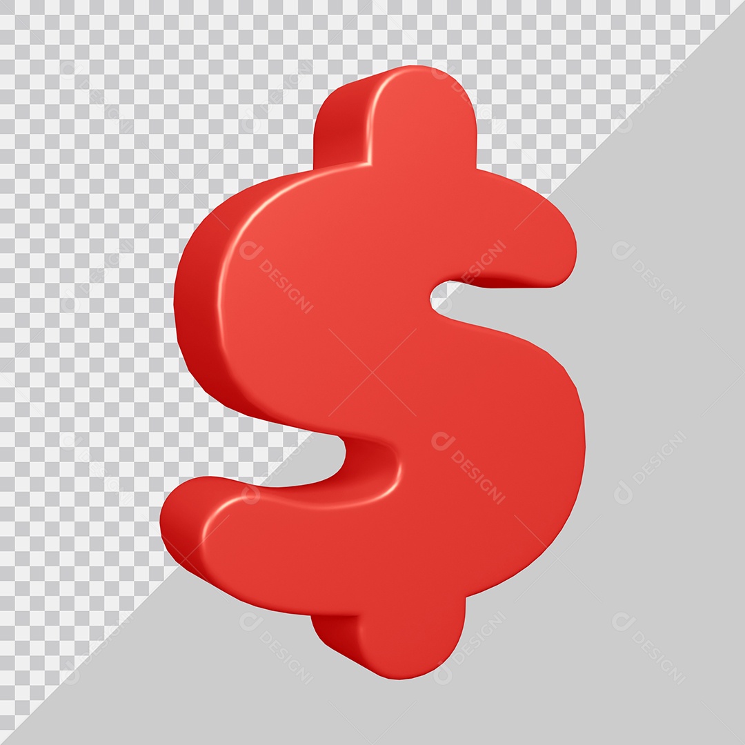 Elemento 3D Para Composição Símbolo do dólar $ Vermelha PSD