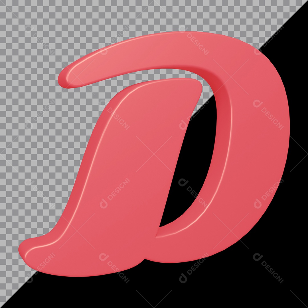 Elemento 3D Para Composição Letra D Rosa PSD
