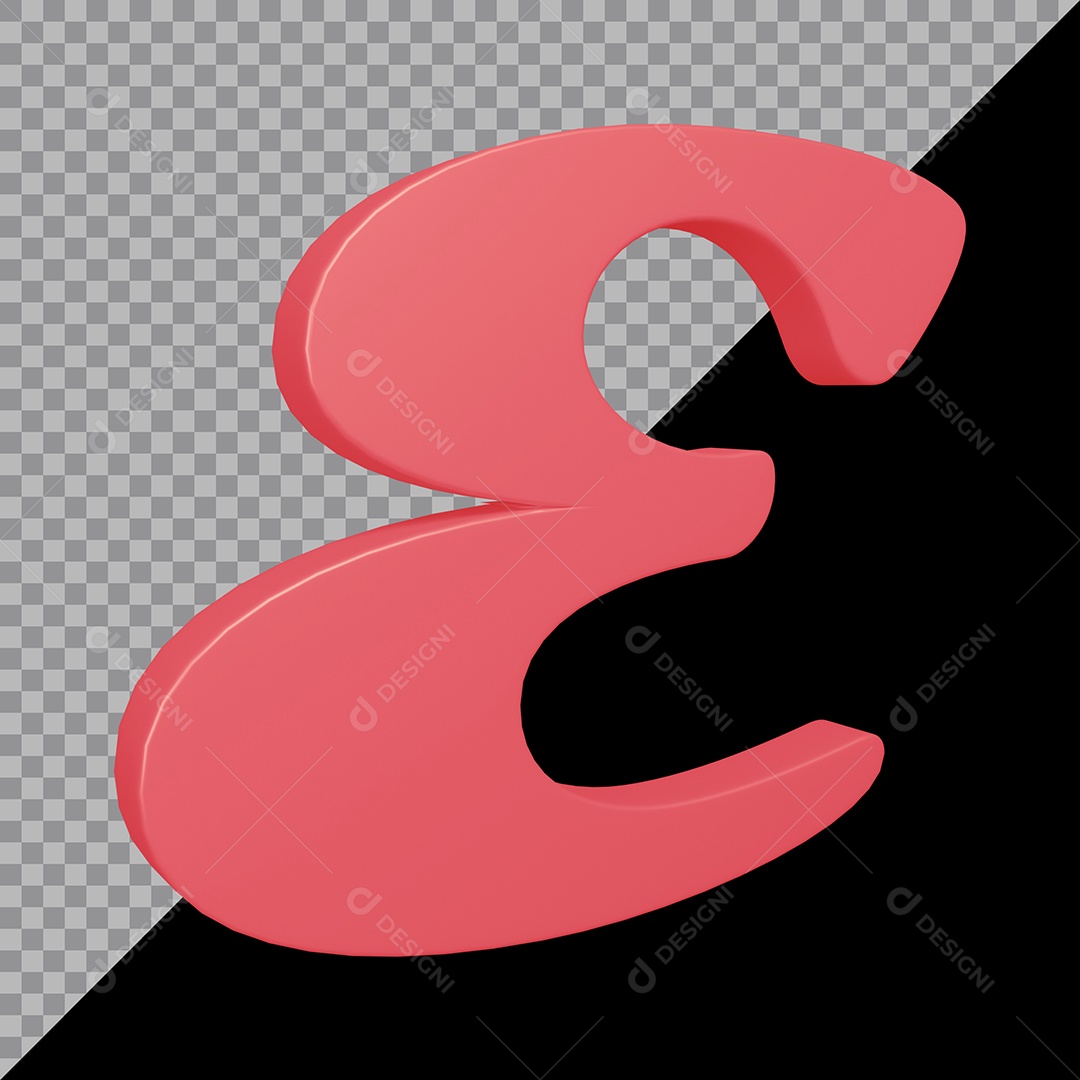 Elemento 3D Para Composição Letra E Rosa PSD