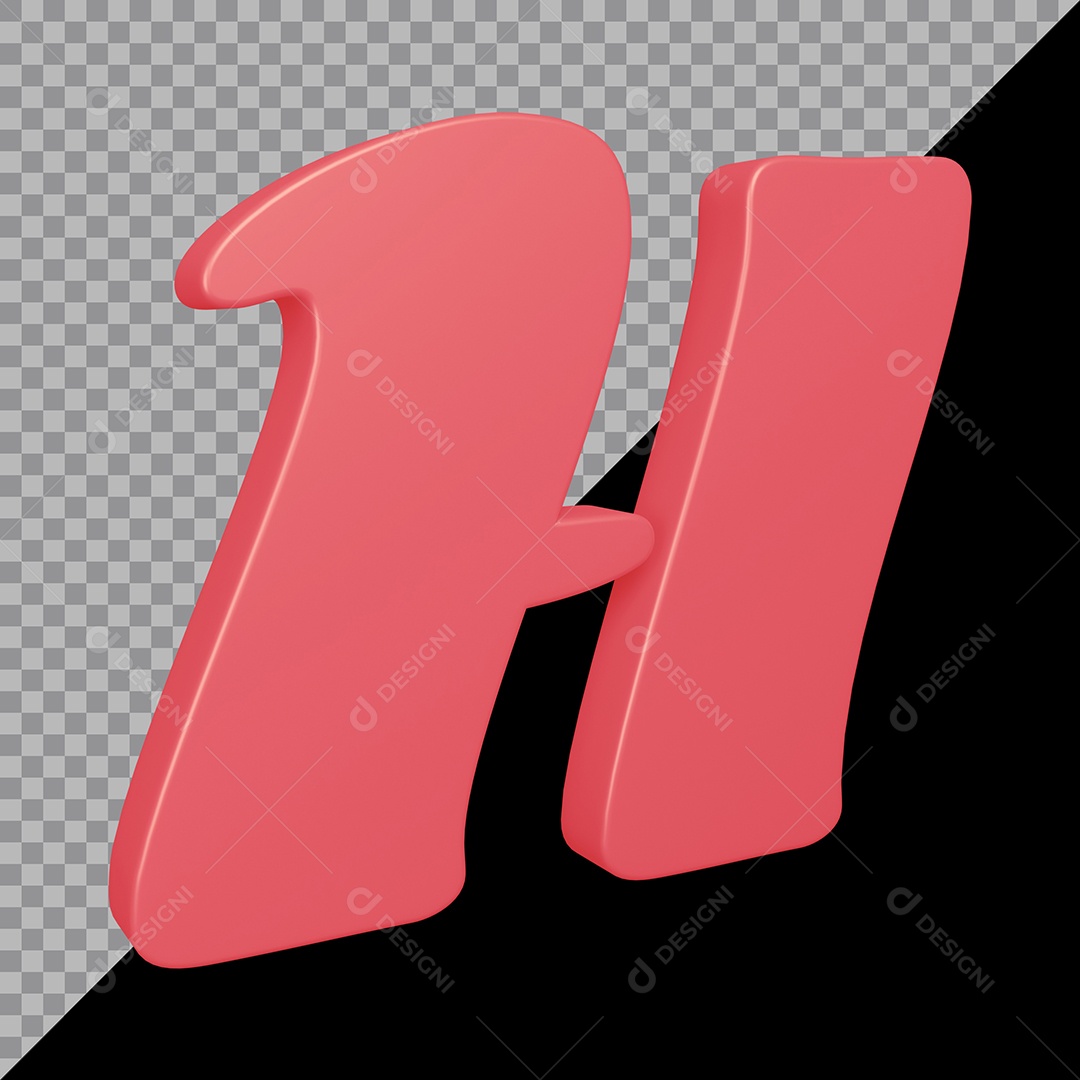 Elemento 3D Para Composição Letra H Rosa PSD