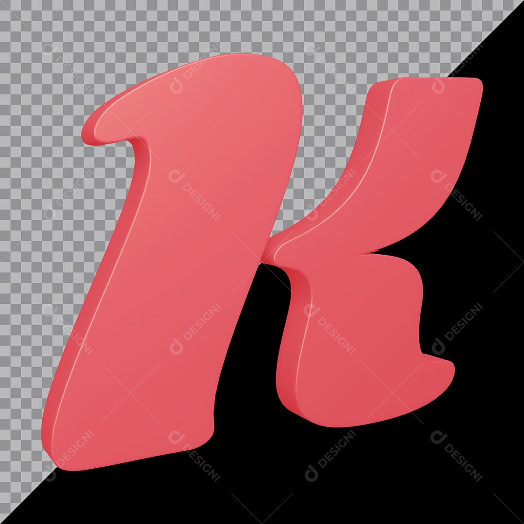 Elemento 3D Para Composição Letra K Rosa PSD