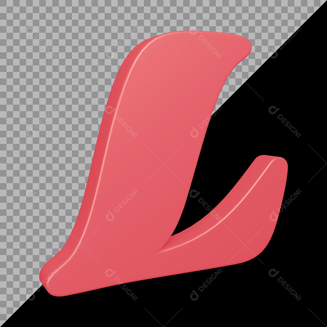 Elemento 3D Para Composição Letra L Rosa PSD