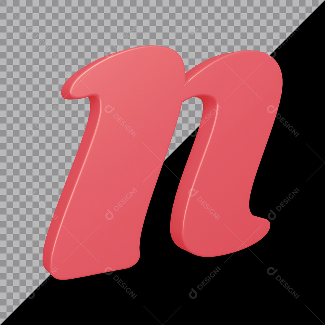 Elemento 3D Para Composição Letra N Rosa PSD