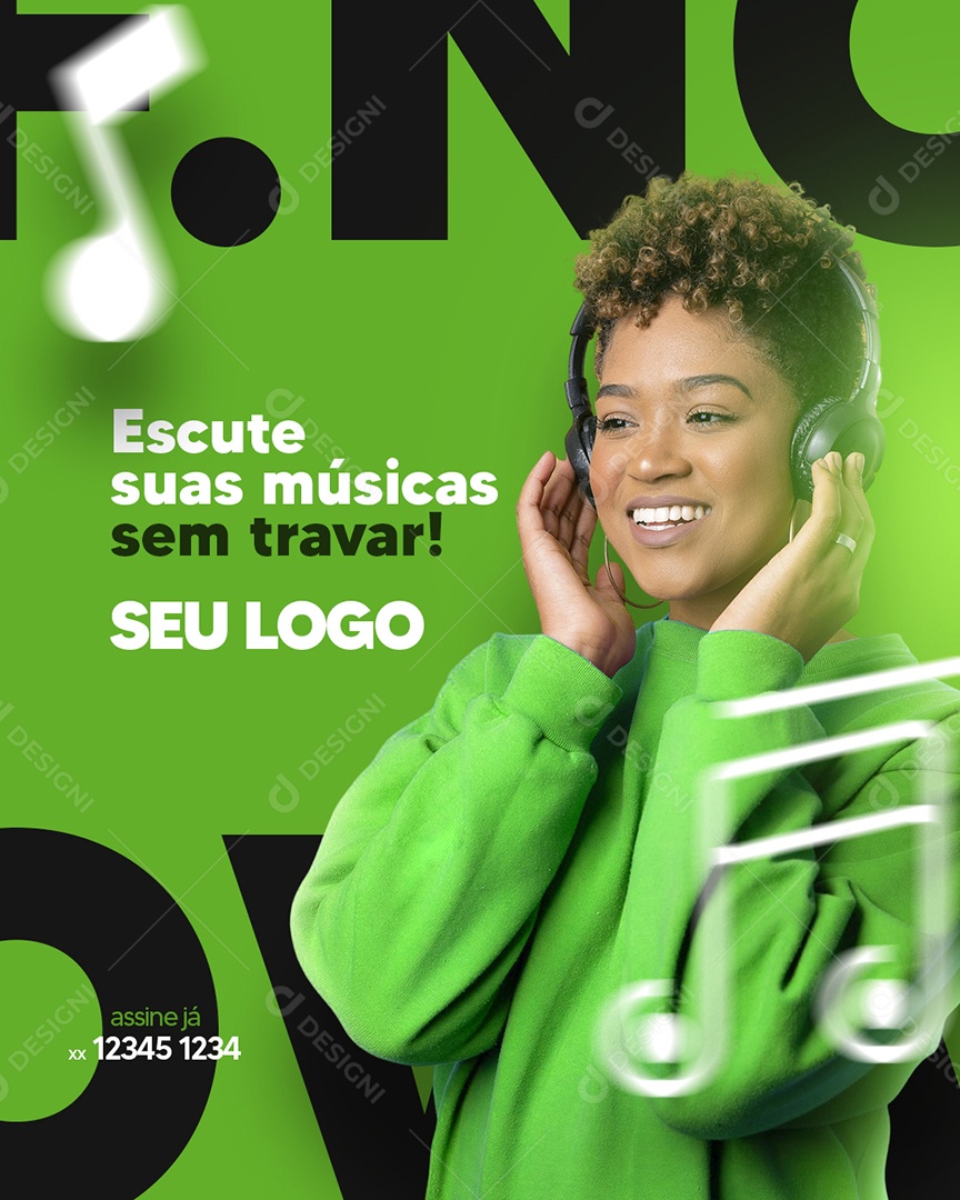 Social Media Provedor de Internet Escute Suas Musicas PSD Editável