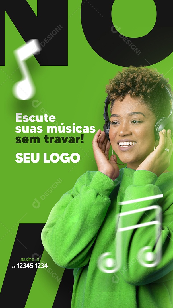 Social Media Provedor de Internet Escute Suas Musicas PSD Editável