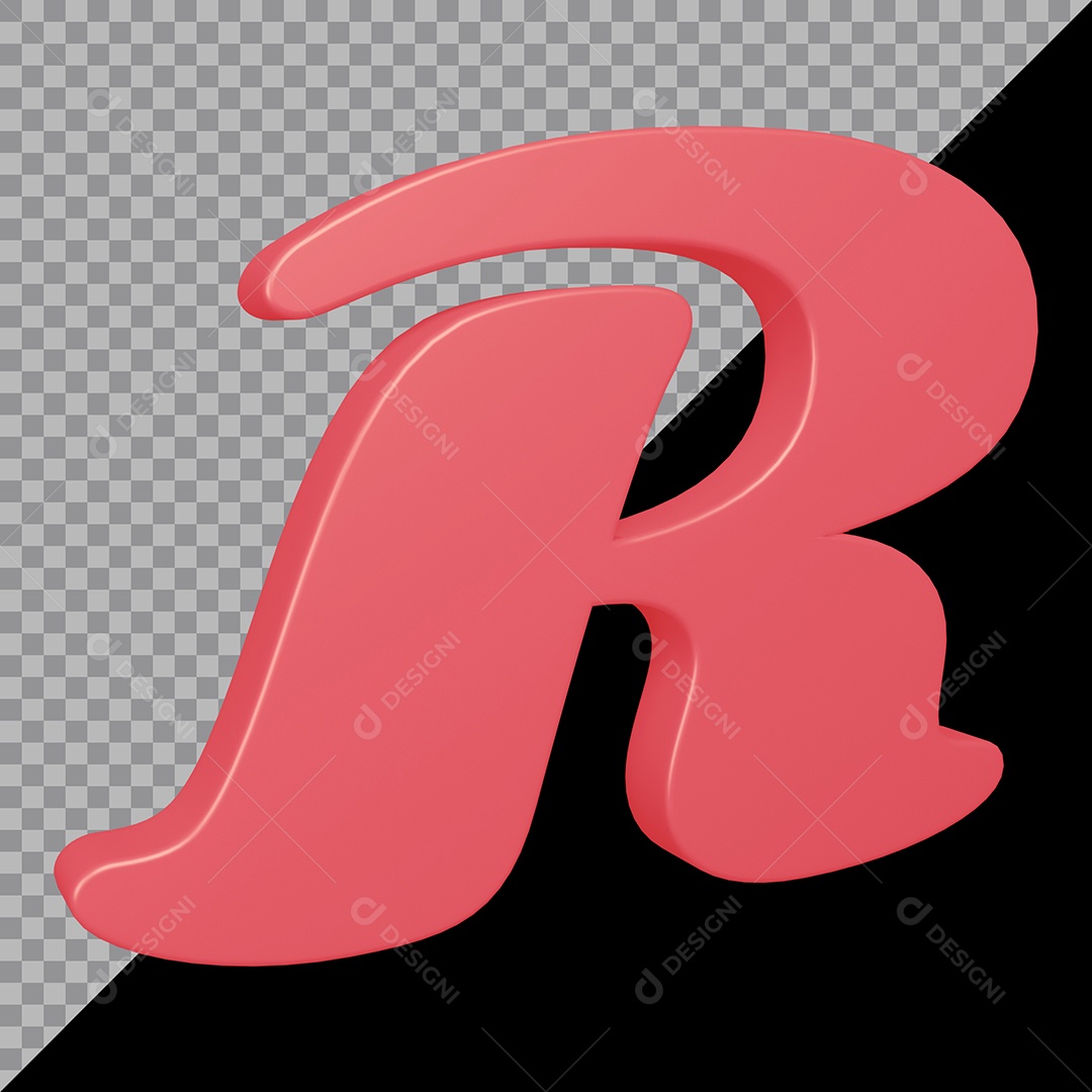 Elemento 3D Para Composição Letra R Rosa PSD