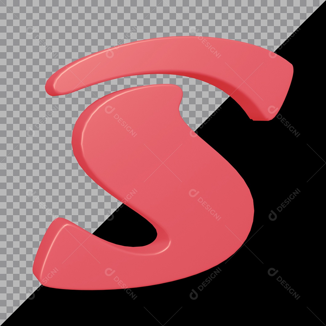 Elemento 3D Para Composição Letra S Rosa PSD