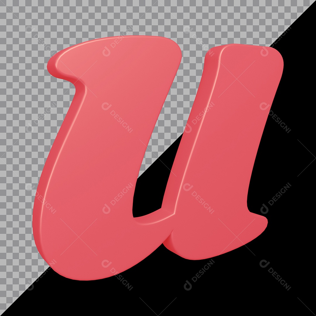 Elemento 3D Para Composição Letra U Rosa PSD
