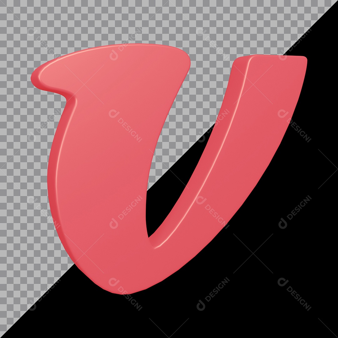 Elemento 3D Para Composição Letra V Rosa PSD