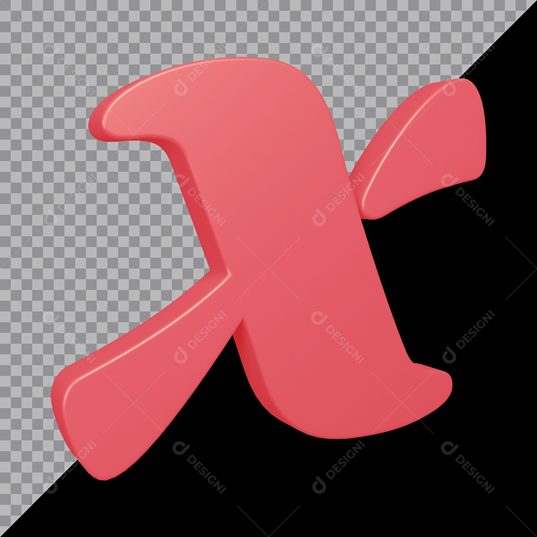Elemento 3D Para Composição Letra X Rosa PSD