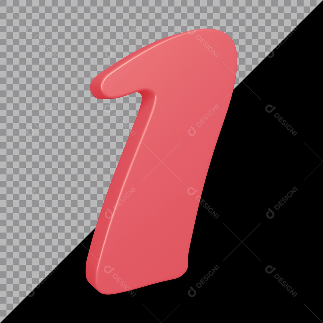 Elemento 3D Para Composição Número 1 Rosa PSD