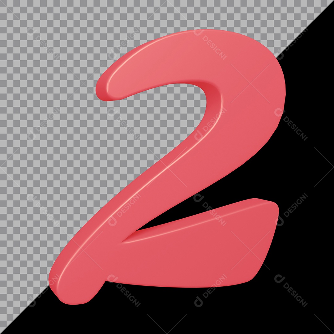 Elemento 3D Para Composição Número 2 Rosa PSD