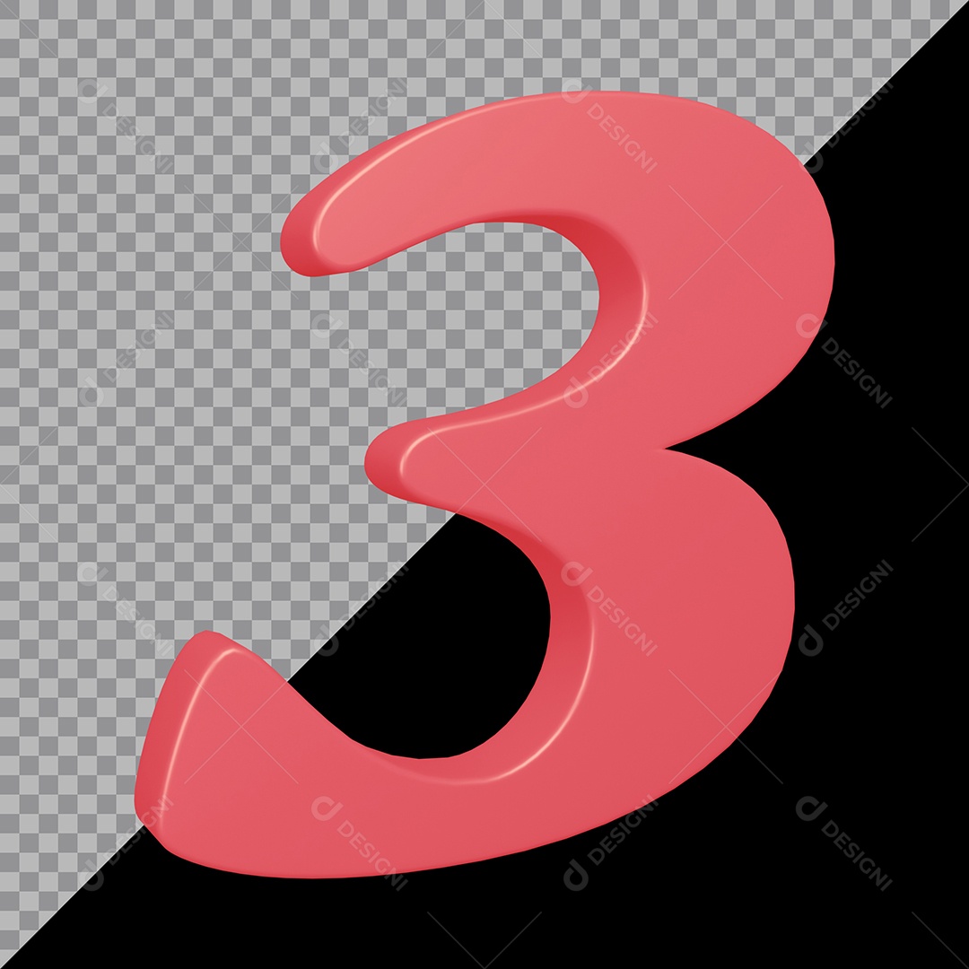 Elemento 3D Para Composição Número 3 Rosa PSD