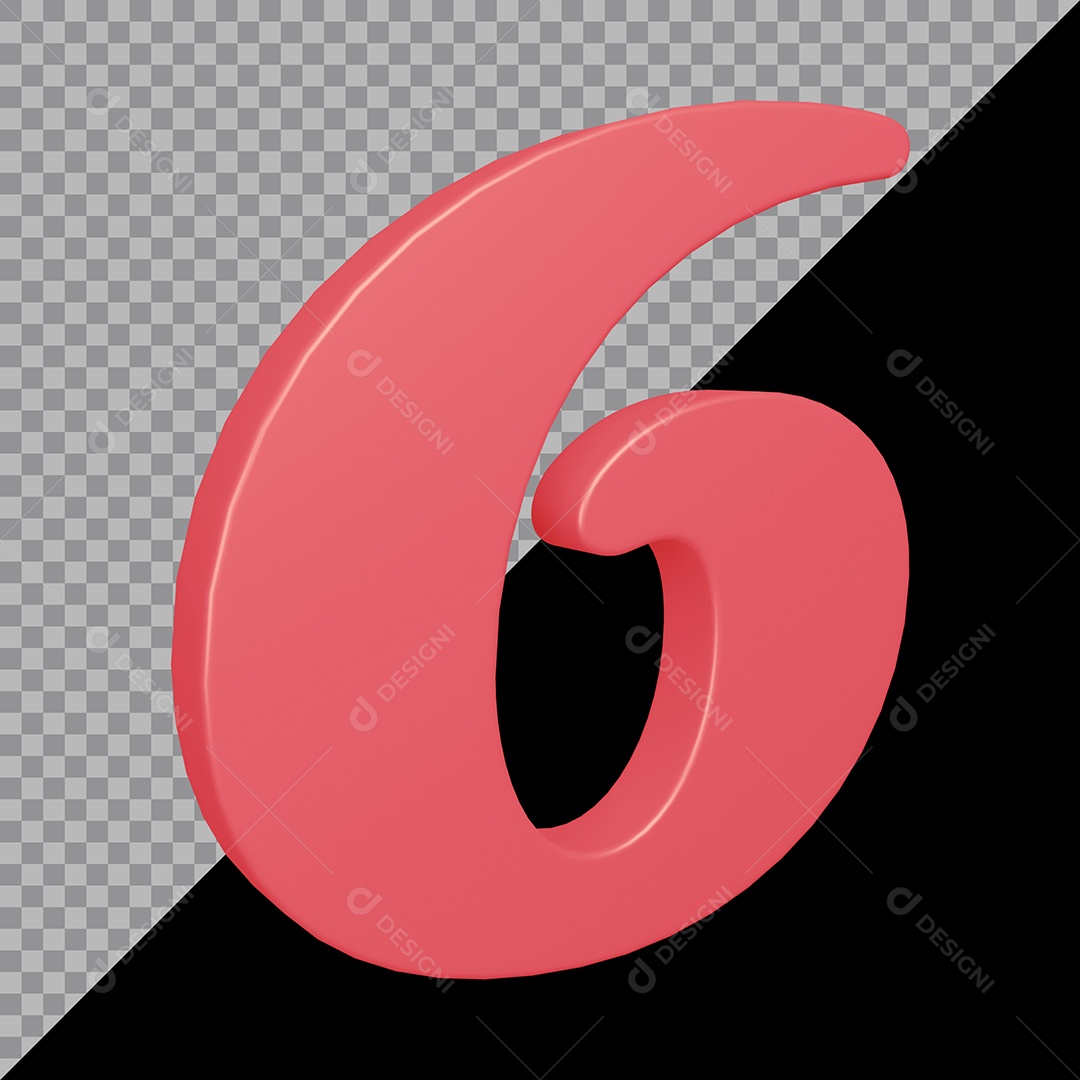 Elemento 3D Para Composição Número 6 Rosa PSD