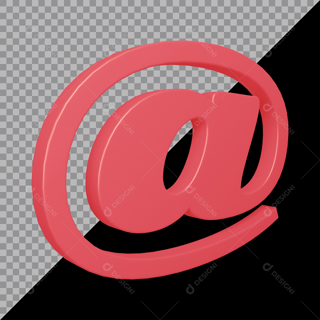 Elemento 3D Para Composição Símbolo Arroba Rosa PSD