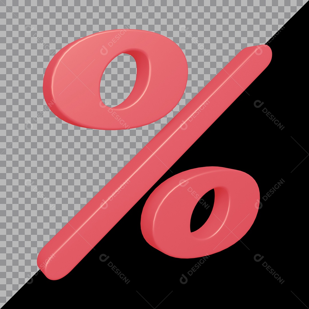 Elemento 3D Para Composição Símbolo de Porcentagem Rosa PSD