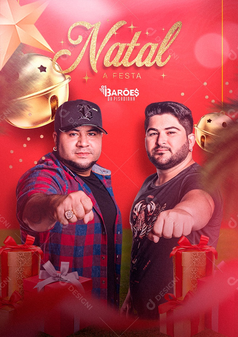 Natal a Festa Barões da Pisadinha Flyer Social Media PSD Editável