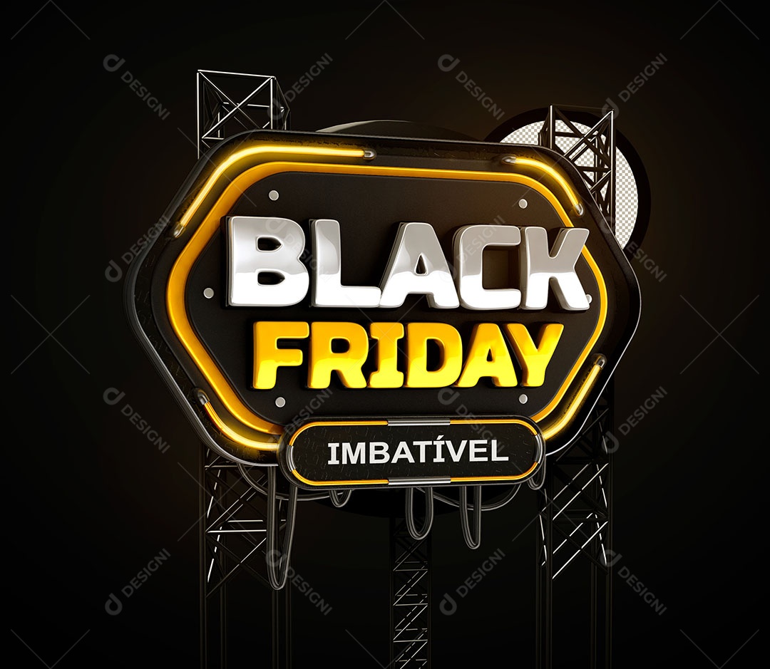 Black Friday Imbatível Selo 3D para Composição PSD