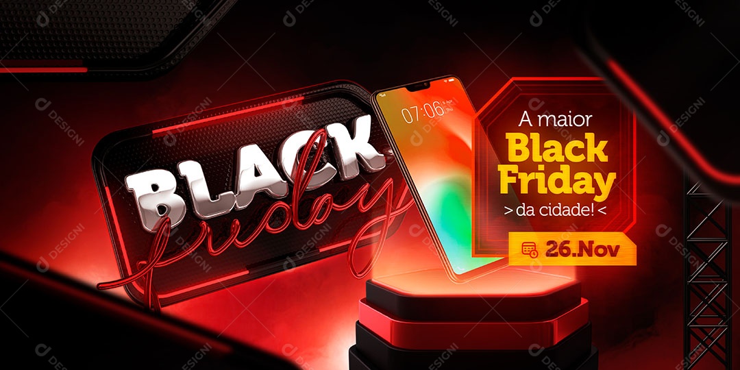 Banner A Maior Black Friday da Cidade Lojas Social Media PSD Editável