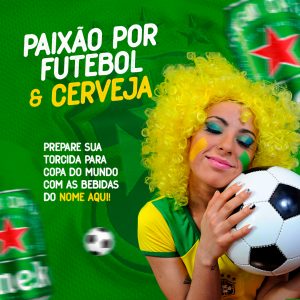 Social Media Copa do Mundo Paixão por Futebol e Cerveja PSD Editável