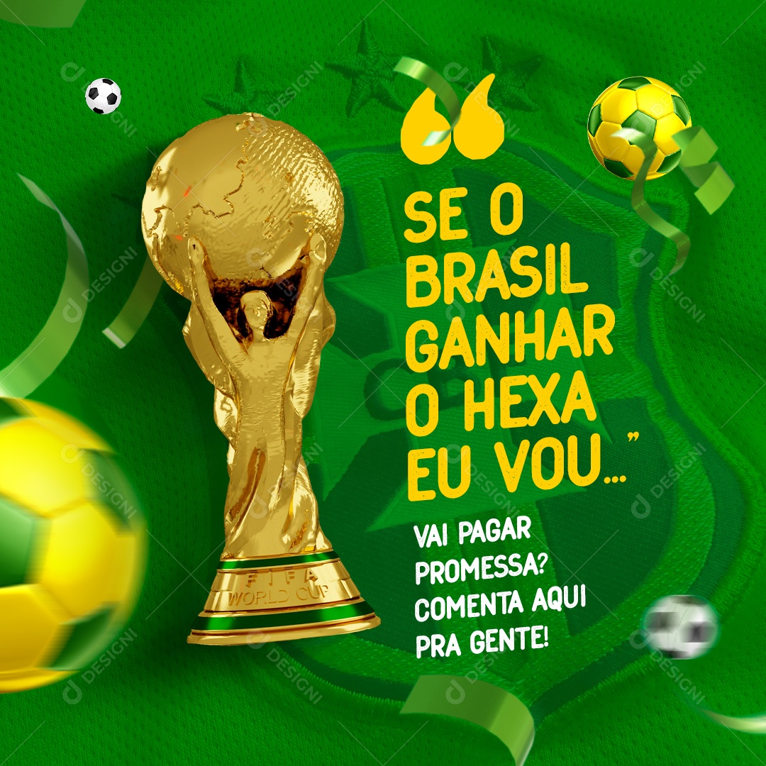 Social Media Futebol Vai Pagar Promessa na Copa do Mundo PSD Editável