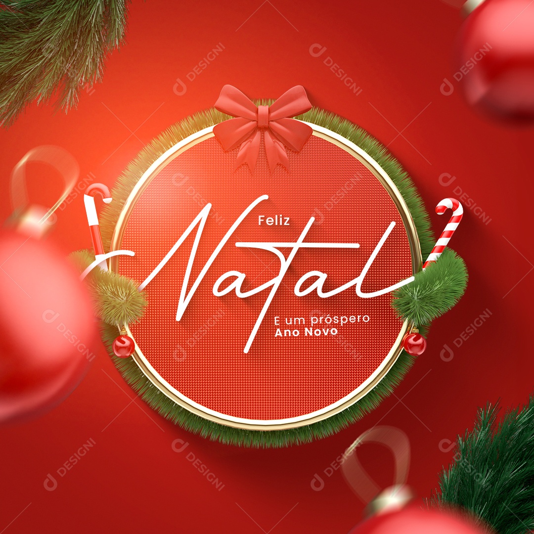 Feliz Natal E Um Próspero Ano Novo Social Media PSD Editável