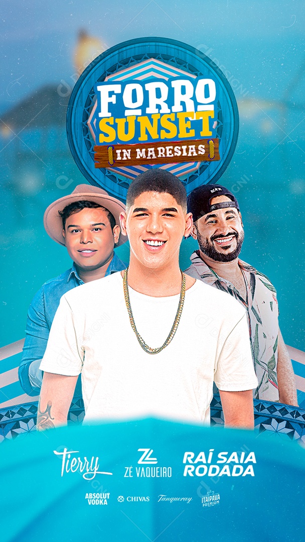 Story Forró Sunset In Maresias Tierry Zé Vaqueiro Raí Saia Rodada Flyers Social Media PSD Editável