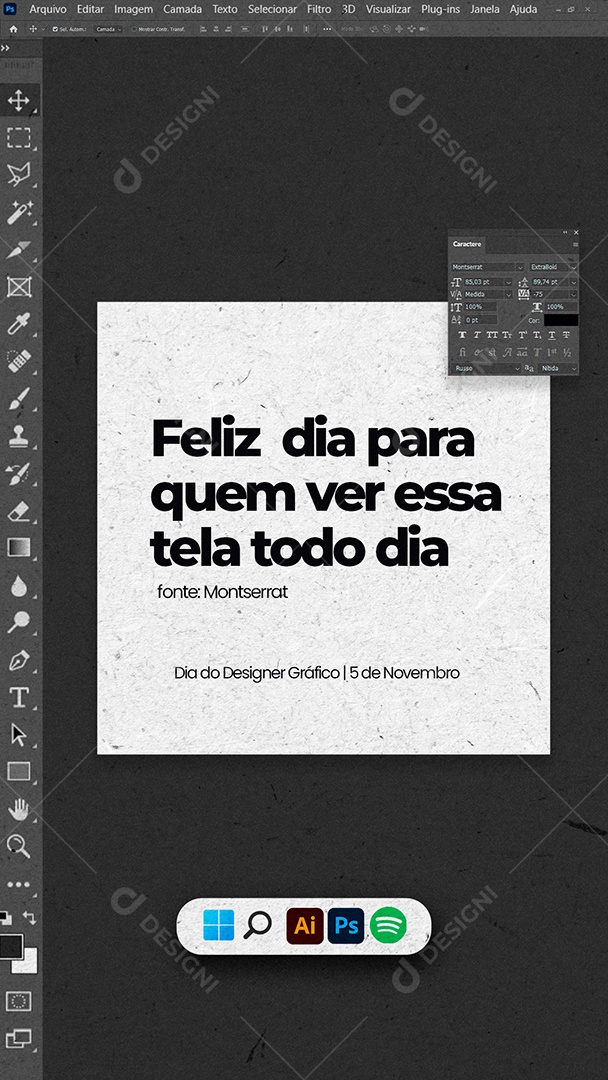Social Media Feliz Para Quem Ver Essa Tela Dia do Designer Gráfico 05 de Novembro PSD Editável