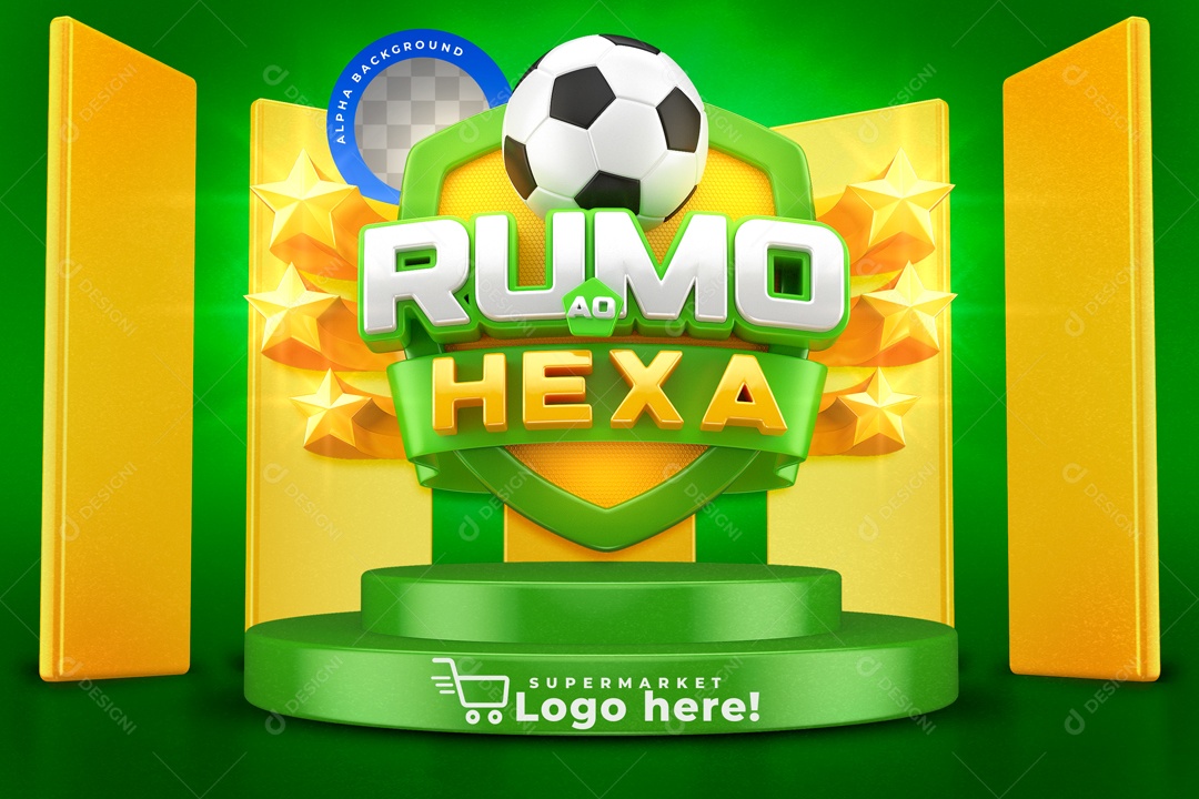 Selo 3D Para Composição Rumo ao Hexa PSD