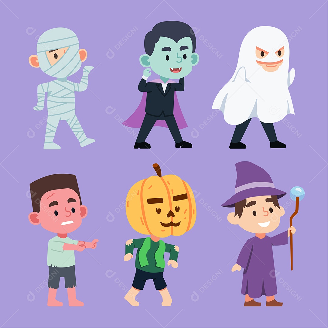 Conjunto de vários fantasmas no dia de halloween