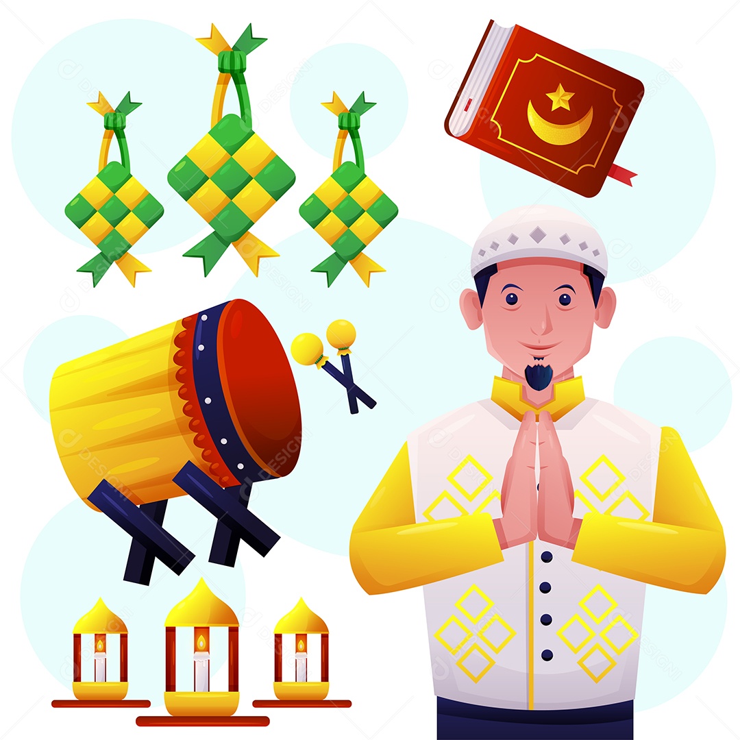 Elemento de objeto de decoração islâmica vetorial definido para design