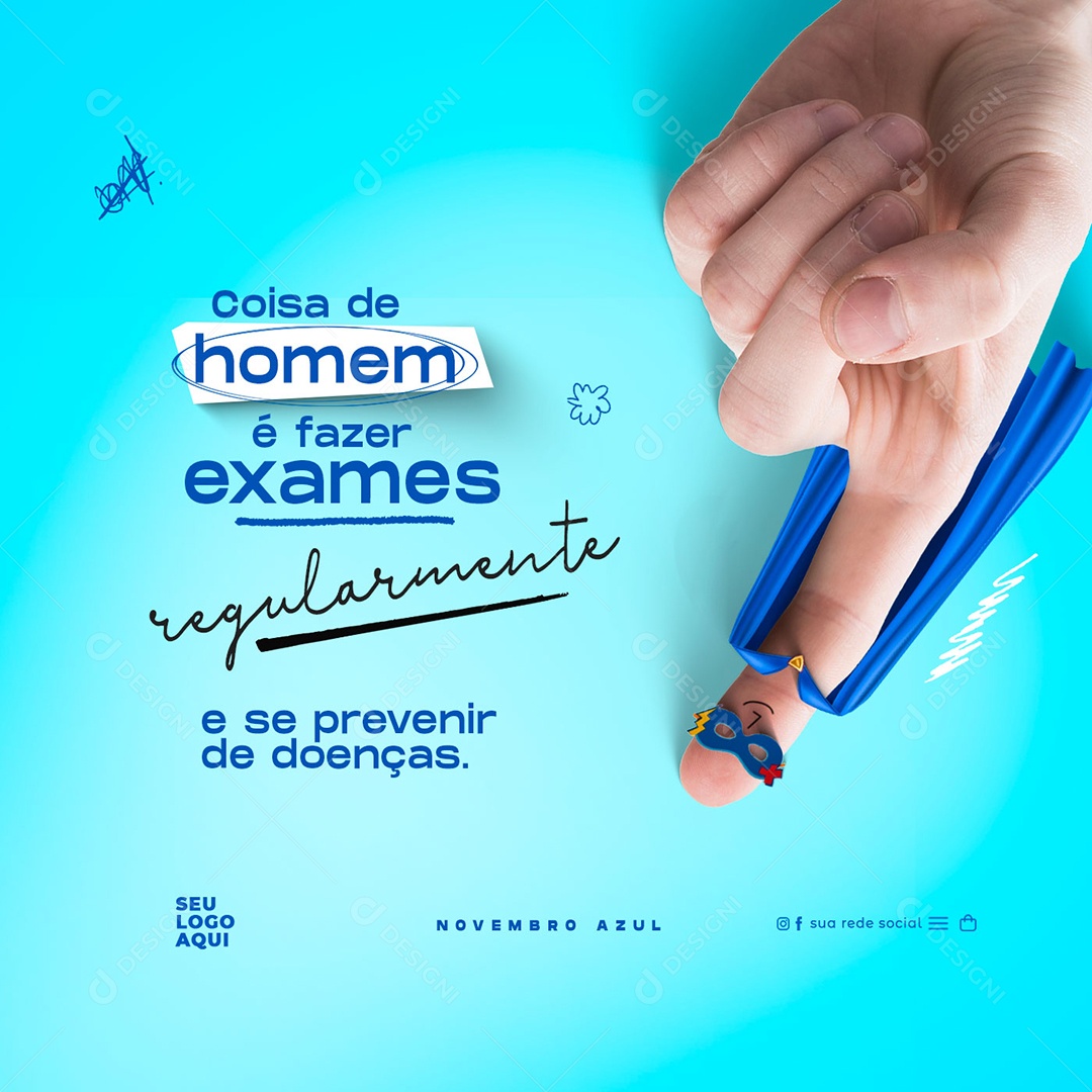 Novembro Azul Coragem é Ter Atitude e Amor Próprio Social Media PSD Editável