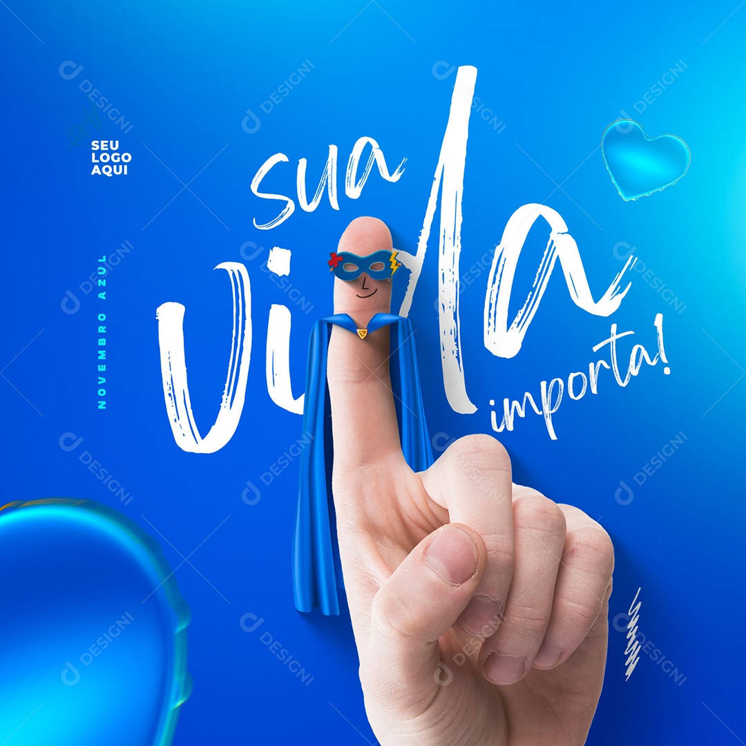 Novembro Azul Coragem é Ter Atitude e Amor Próprio Social Media PSD Editável