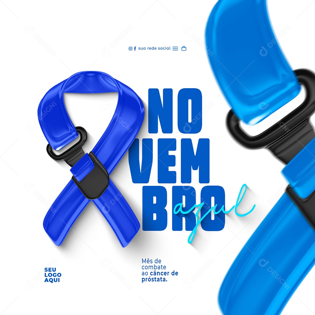 Novembro Azul Coragem é Ter Atitude e Amor Próprio Social Media PSD Editável