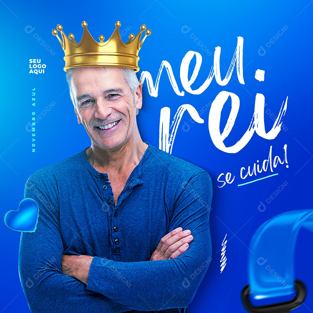 Novembro Azul Coragem é Ter Atitude e Amor Próprio Social Media PSD Editável