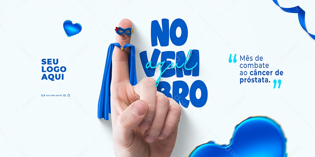 Banner Novembro Azul Coragem é Ter Atitude e Amor Próprio Social Media PSD Editável