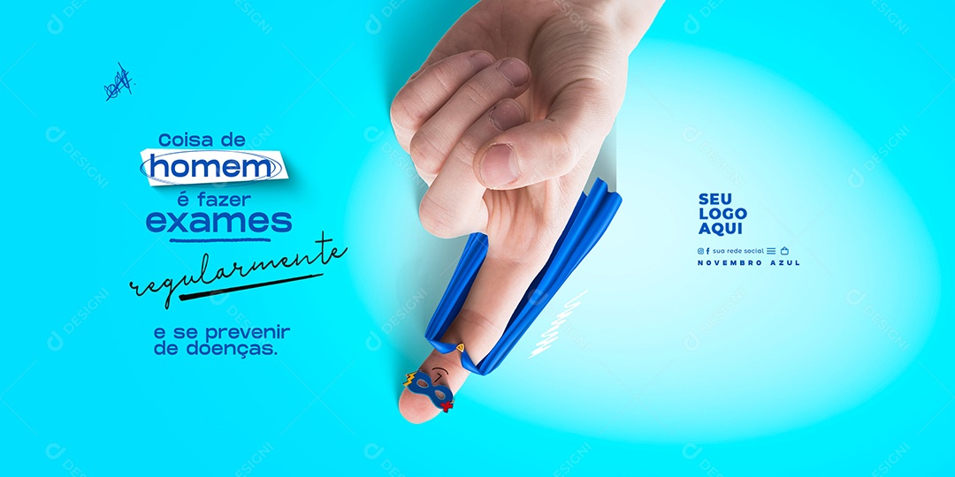 Banner Novembro Azul Coragem é Ter Atitude e Amor Próprio Social Media PSD Editável