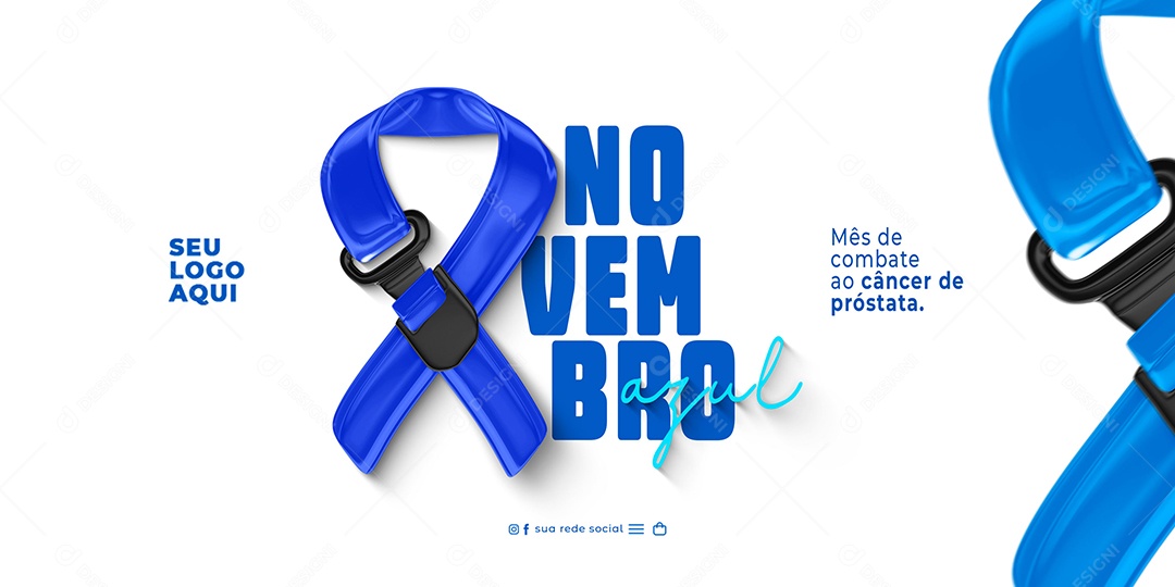 Banner Novembro Azul Coragem é Ter Atitude e Amor Próprio Social Media PSD Editável
