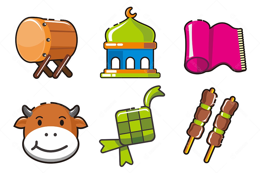 Elemento de objeto de decoração islâmica vetorial definido