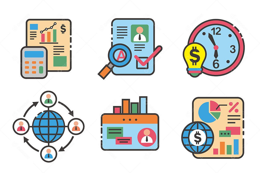 Conjunto de desenho de elemento de objeto no conceito de negócio