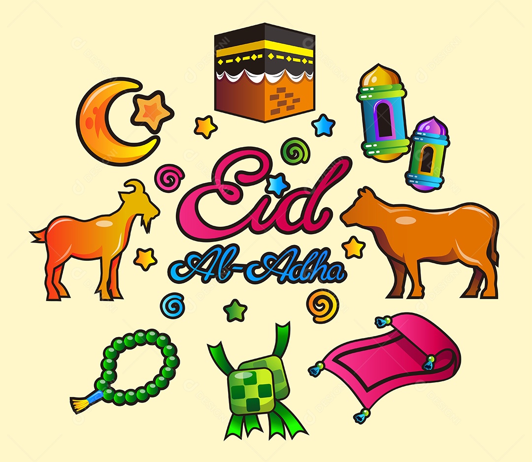 Elemento de objeto de decoração islâmica vetorial definido