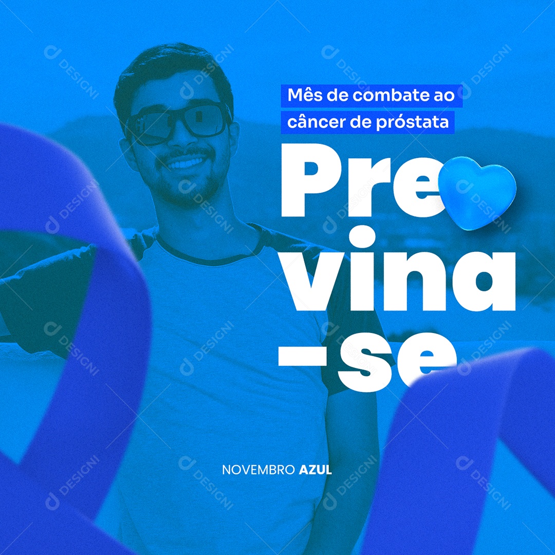 Mês de Combate ao Câncer de Próstata Novembro Azul Social Media PSD Editável