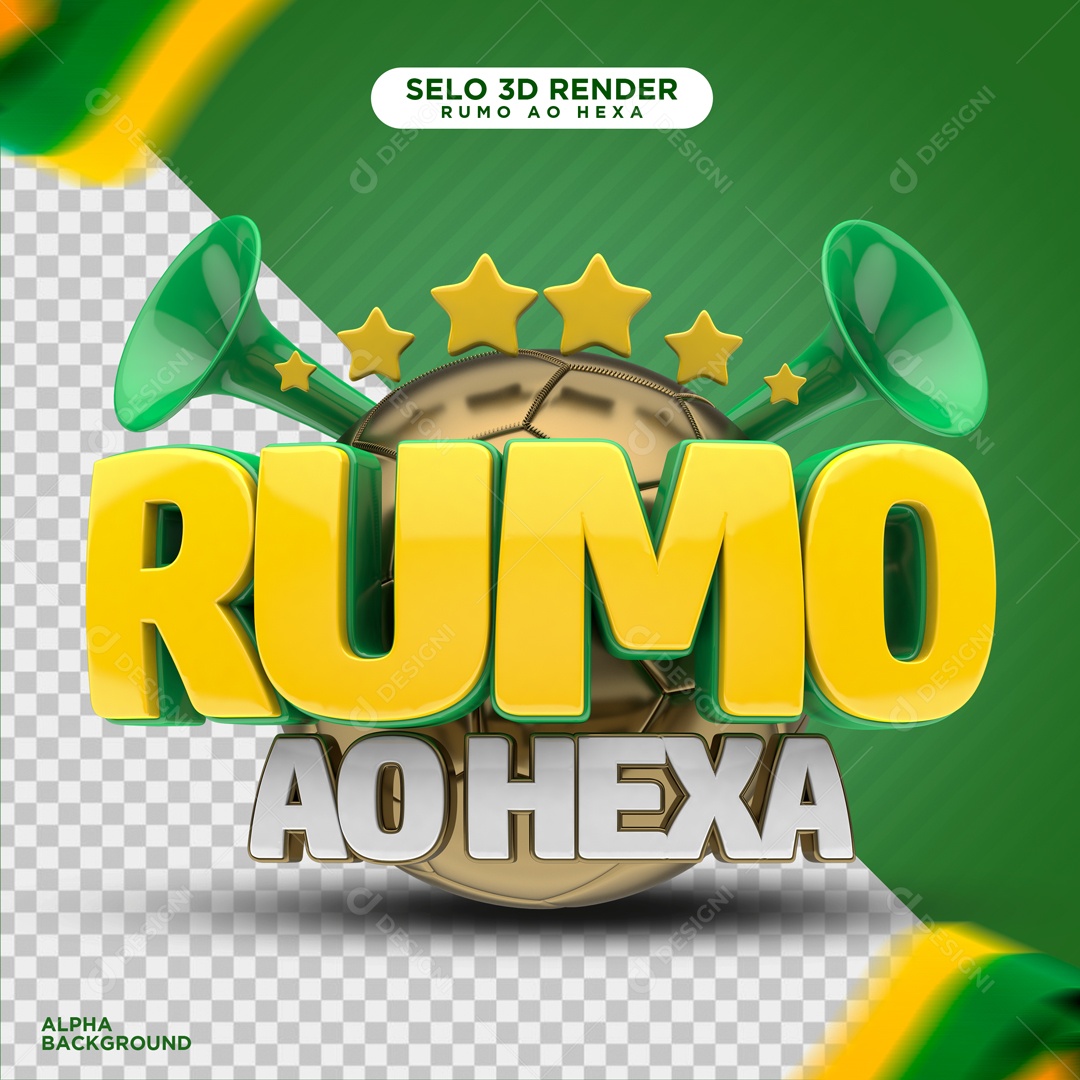 Selo 3D Para Composição Rumo ao Hexa PSD